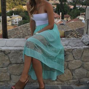 🚫SOLD🚫 Turquoise high low lace skirt